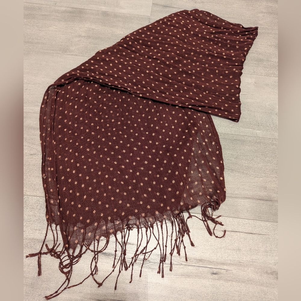 3/$20 Brown Polka Dot Fringe Scarf